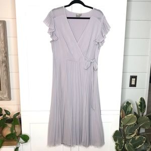 ASOS pale lavender pleated faux wrap dress